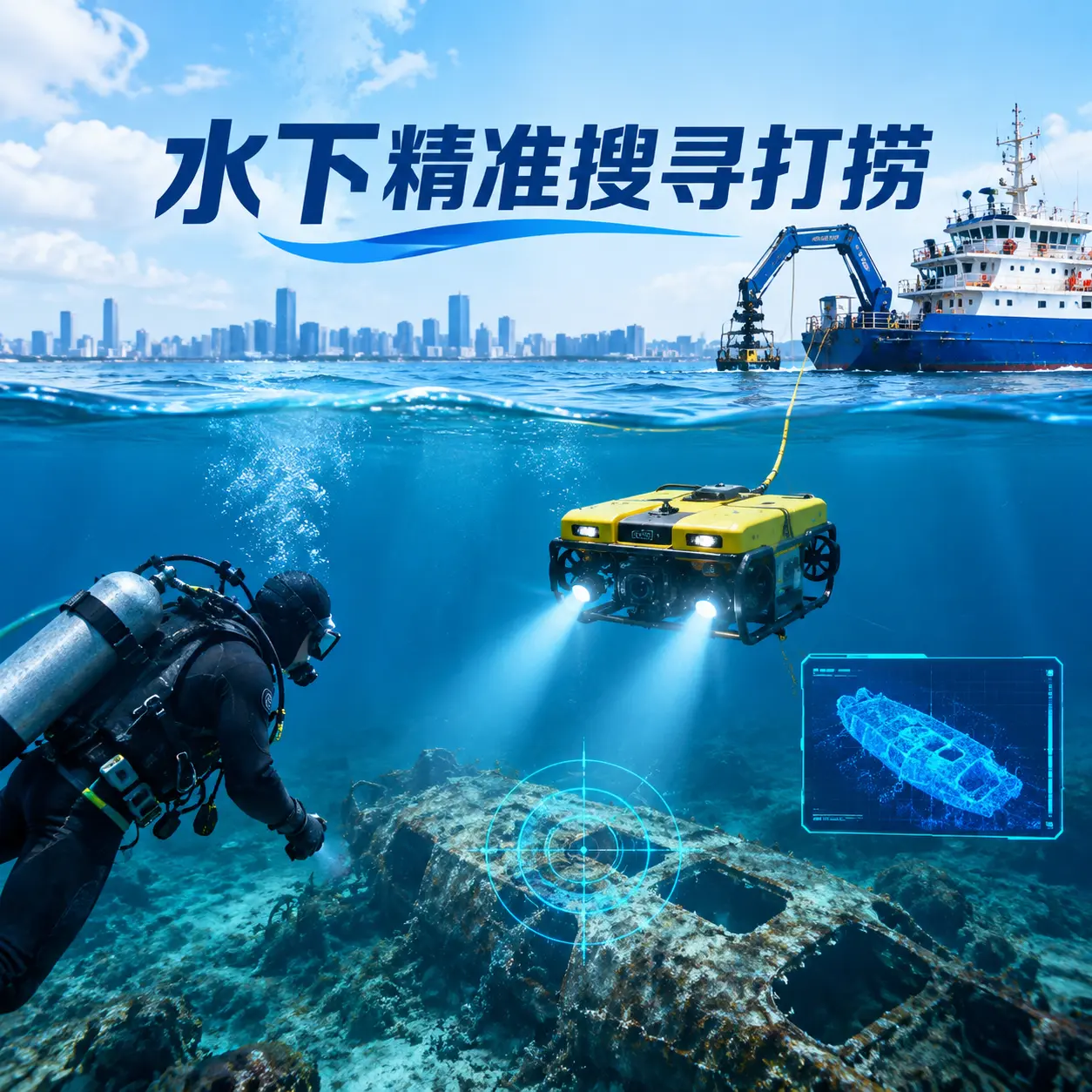 黄陵水下精准搜寻打捞